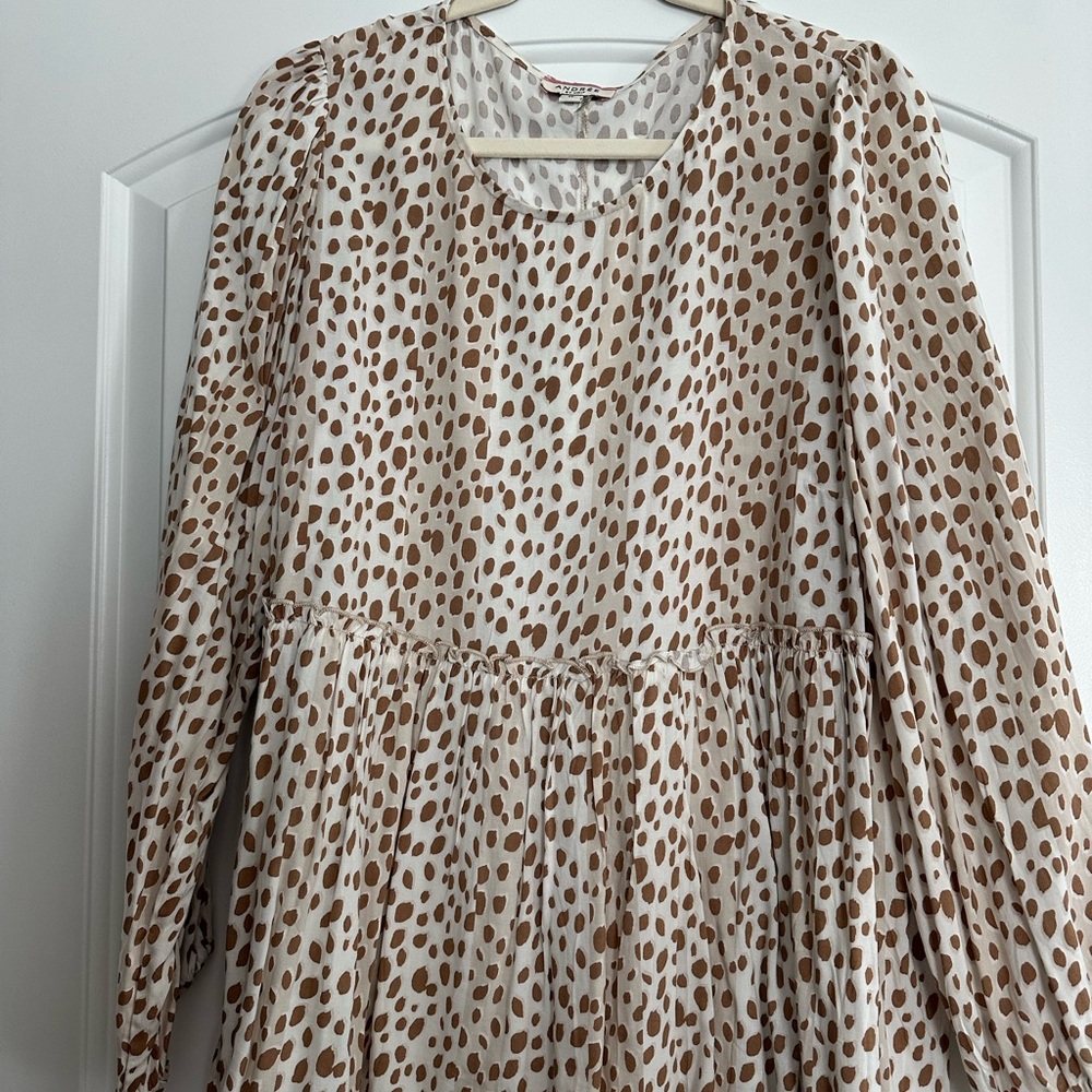 Andree Brown and White Polka Dot Top